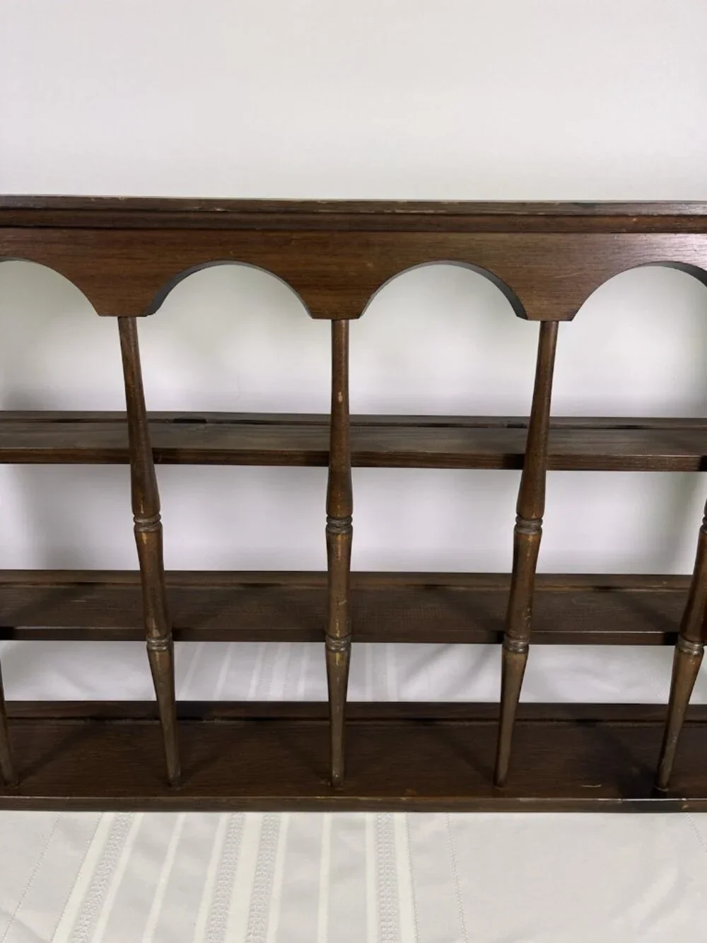 Vintage Colonial Revival Wooden Wall Shelf Spindle Knick Knack Rack Cottagecore